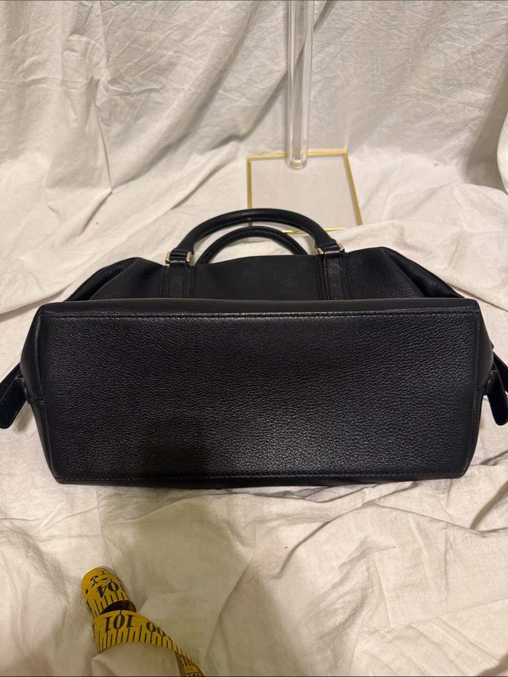 Tory Burch Black Pebbled Leather Satchel with Gold Logo - Picture 7 of 7